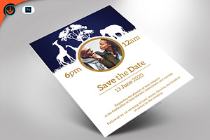 African Blue Wedding Invite