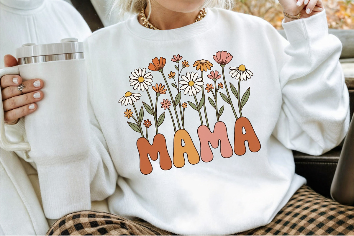 Retro Mama , Mom Flower Mother's Day, a Seasonal Illustration by Sublimation Artist (Photo 2 of 9)