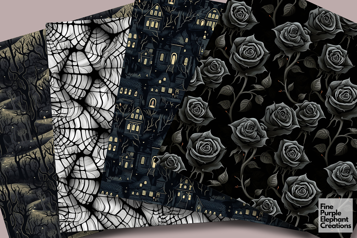 Gothic Family | Halloween, a Pattern Graphic by Fine Purple Elephant