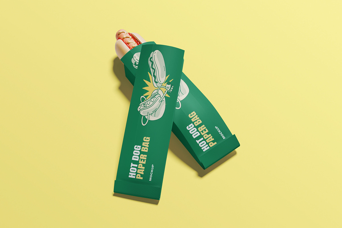Hot Dog Paper Bag Mockup, a Packaging Mockup by xavier_studio (Photo 2 of 5)
