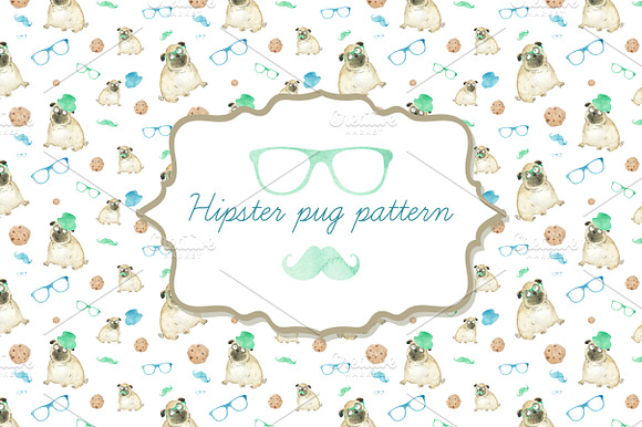 Hipster dog pattern preview 3