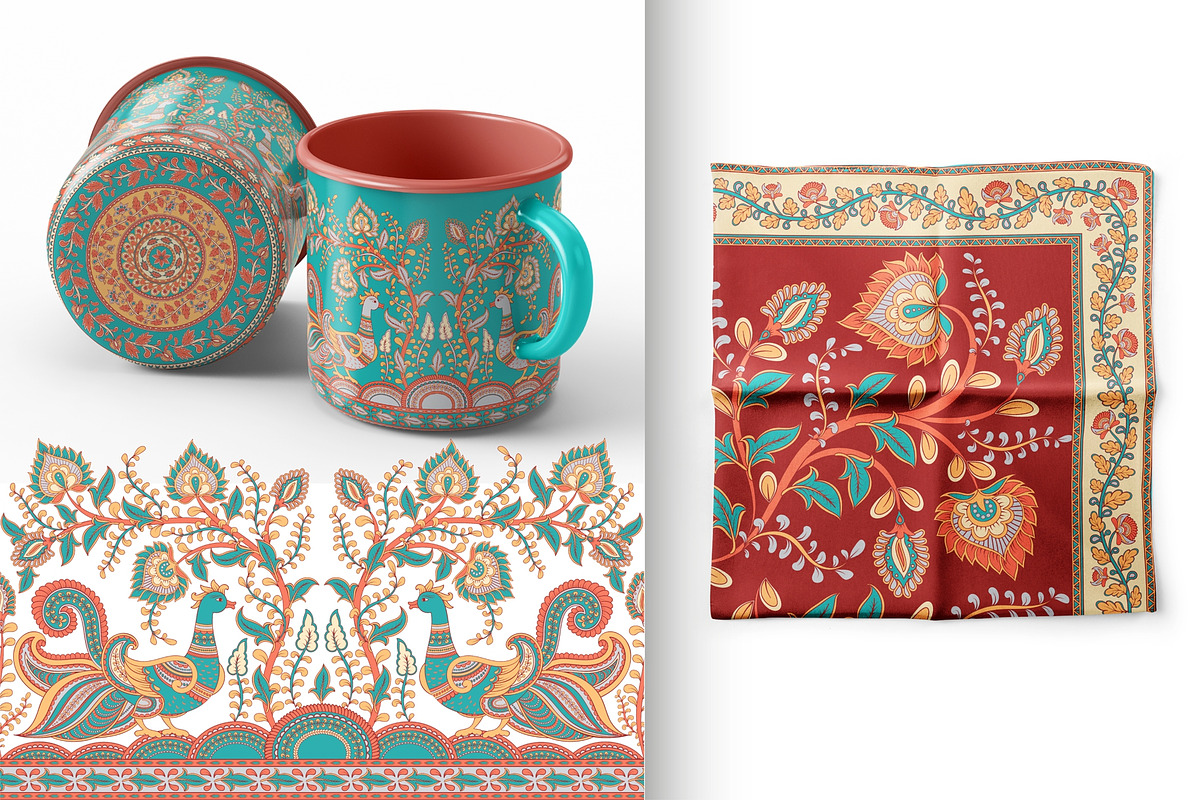 KALAMKARI. Vector Set Ornaments., a Pattern Graphic by Irina Skaska (Photo 3 of 17)