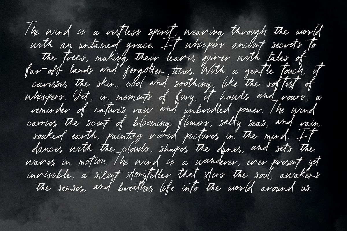 Whispering Winds Handwritten Font, a Font by mpllano14 (Photo 3 of 6)