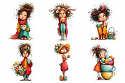 Whimsical Easter Coffee Girl Clipart, an Illustration by Daily.Designs (Thumbnail 5 of 7)