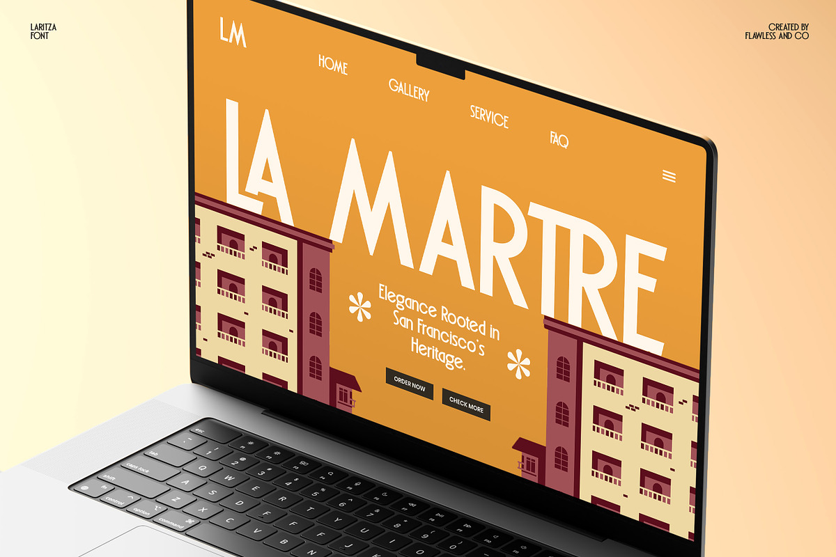 Laritza - Retro Display Font, a Font by Flawless And Co (Photo 4 of 10)