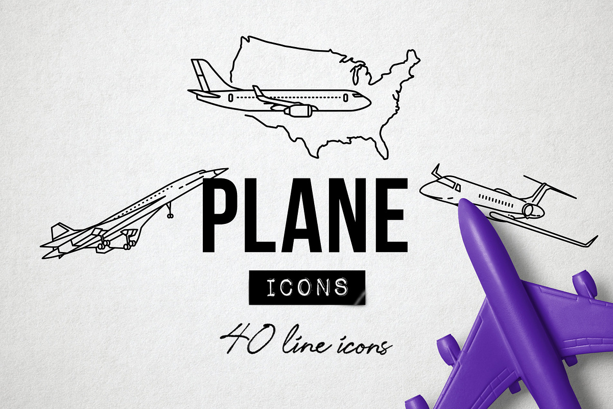 40 Plane Icons - Airplane, Travel, an Outline Icon by Hatch Design Workshop (Photo 8 of 8)