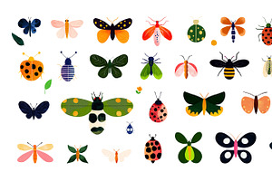 A childish set of colorful bugs, an Animal Illustration by Sybillla