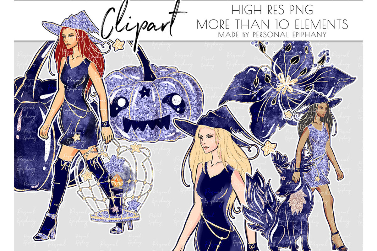 halloween clipart, navy witch beast, an Illustration by Personal Epiphany (Photo 1 of 3)