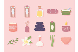 set for a spa treatment, an Object Illustration by studiogstock