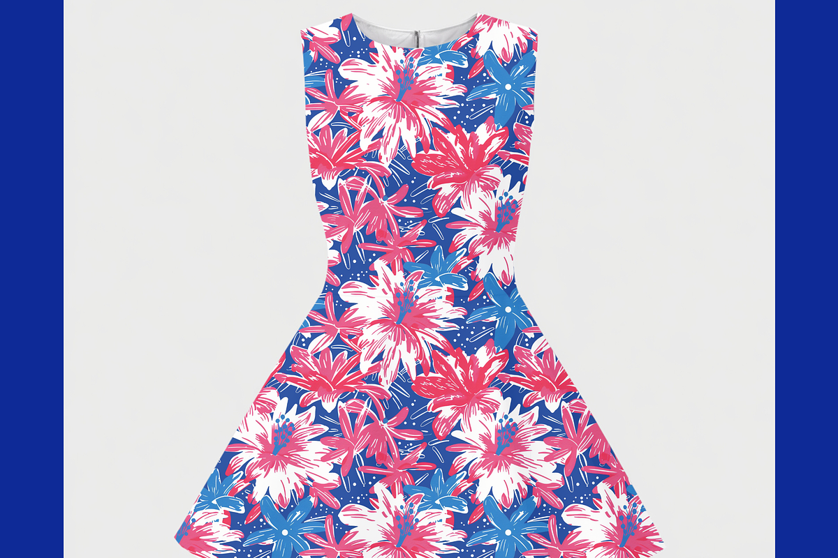 Preppy Red, White, Blue Flowers, a Pattern Graphic by Paper & Pattern Studio (Photo 3 of 8)