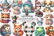 Kawaii Knitted Animals Clipart, an Illustration by Designking (Thumbnail 1 of 4)