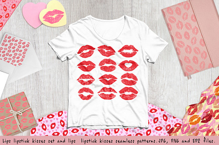 Lips lipstick kisses set