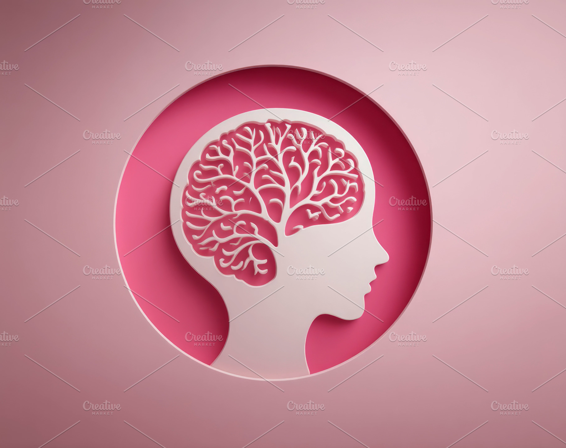 Profile of female head silhouette with brain shaped as branching, a Holiday Photo by José Manuel Gelpi