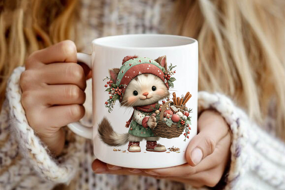 Christmas Cats Clipart Bundle, a Seasonal Illustration by fashionaddict (Photo 7 of 7)