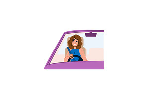 Woman driving a car wearing seatbelt, a Transportation Illustration by pikepicture
