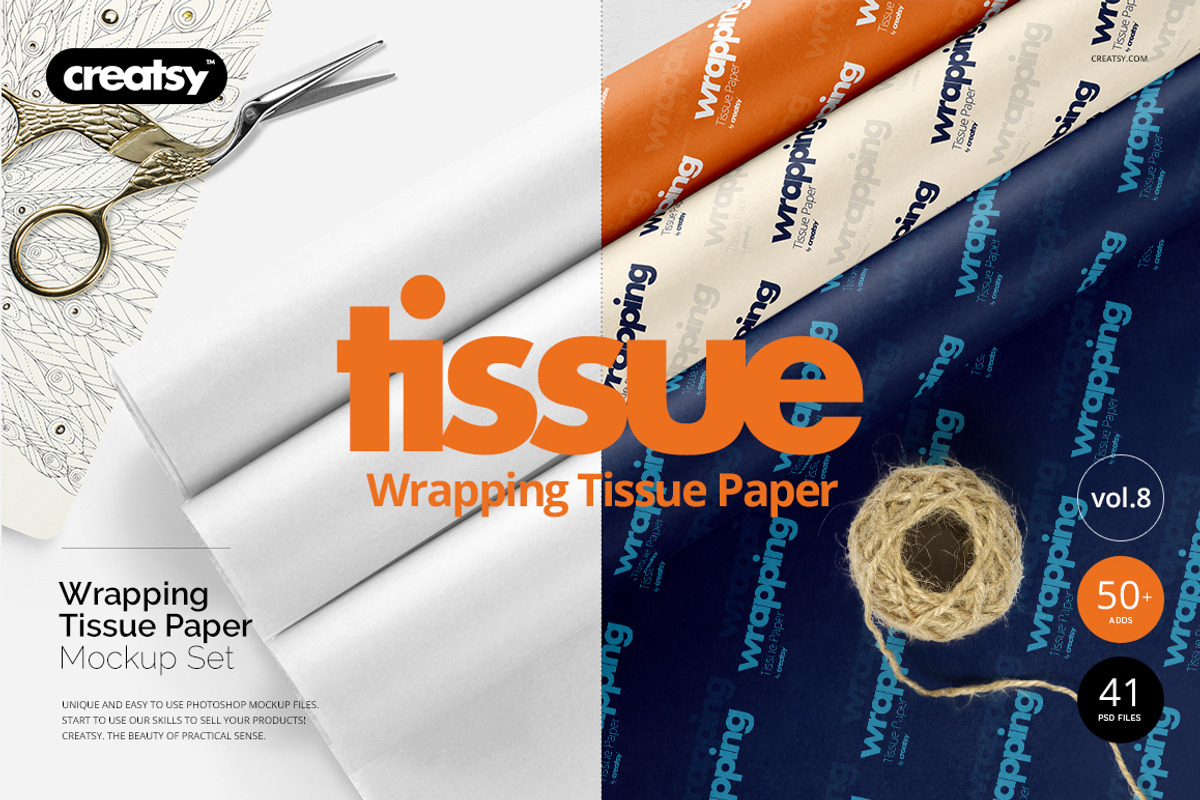 Wrapping Tissue Paper Mockup Set, a Pens & Pencil Mockup by creatsy5 (Photo 1 of 54)
