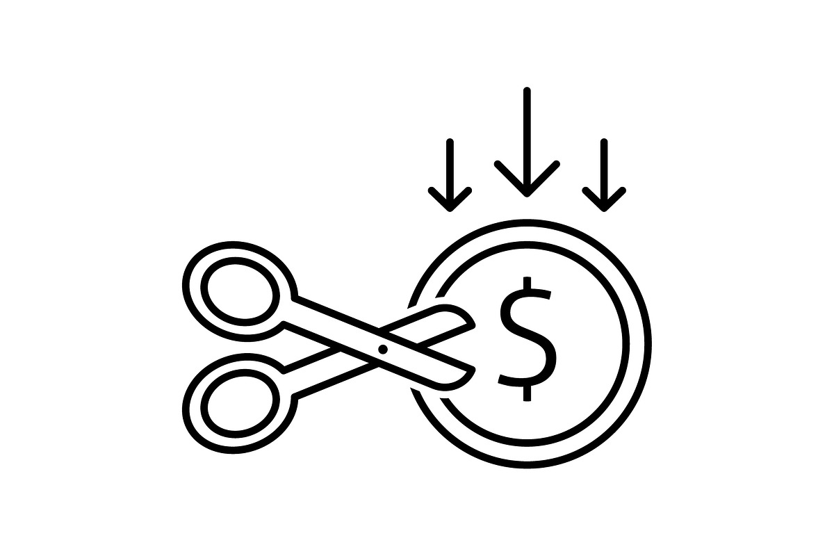 Cheap black line icon, an Outline Icon by Web Incredible