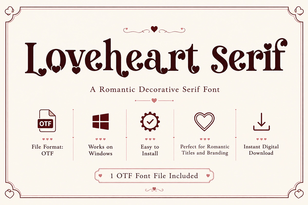 Loveheart Serif, a Serif Font by Wow Magic (Photo 6 of 6)