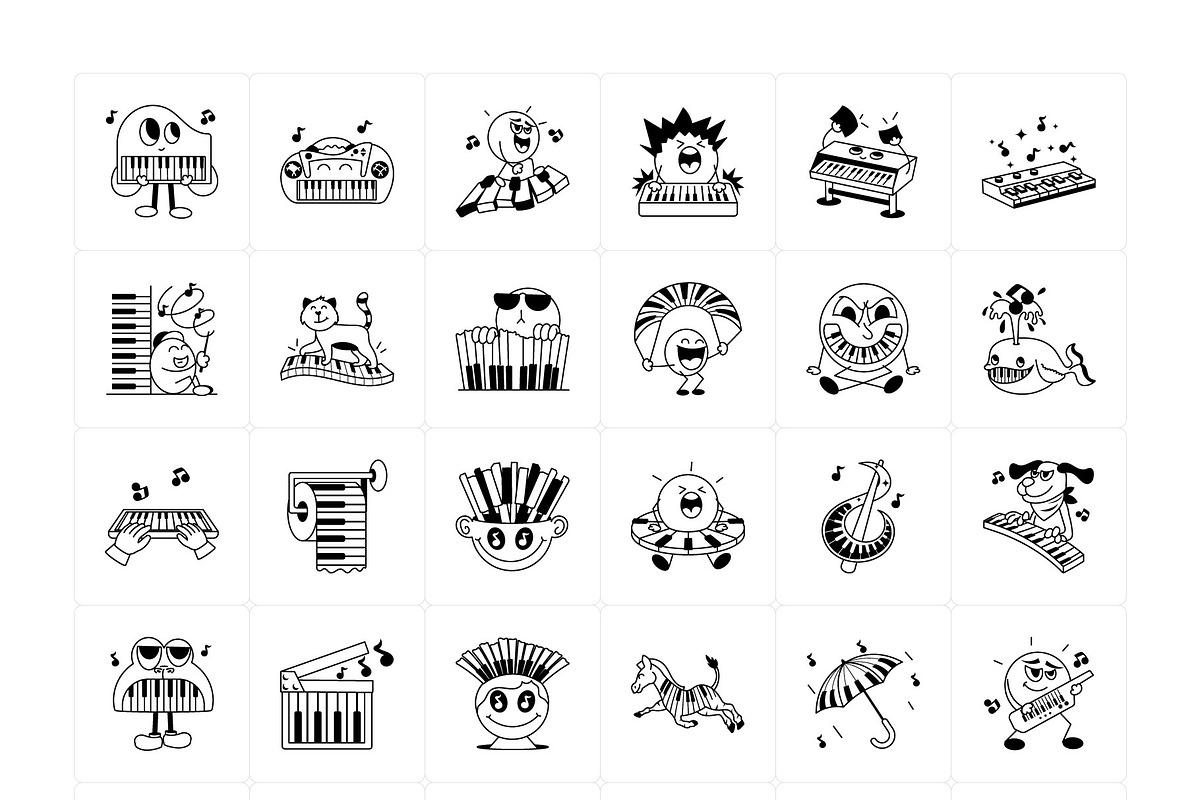 Piano Cartoon Stickers Set, an Emoji Icon by Vectors Market (Photo 6 of 6)