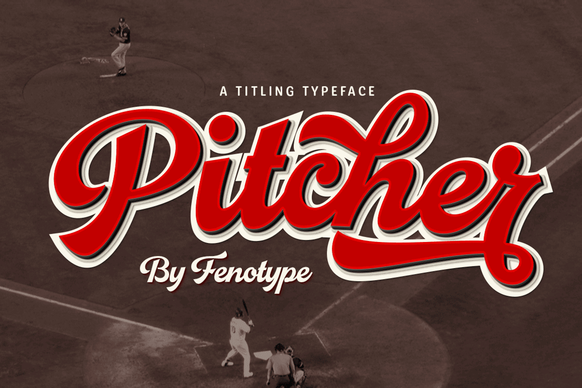 Pitcher - baseball script, a Script Font by Fenotype (Photo 1 of 12)