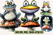 Watercolor Cartoon Frog Illustration, an Animal Illustration by PrintHaven Designs (Thumbnail 8 of 10)