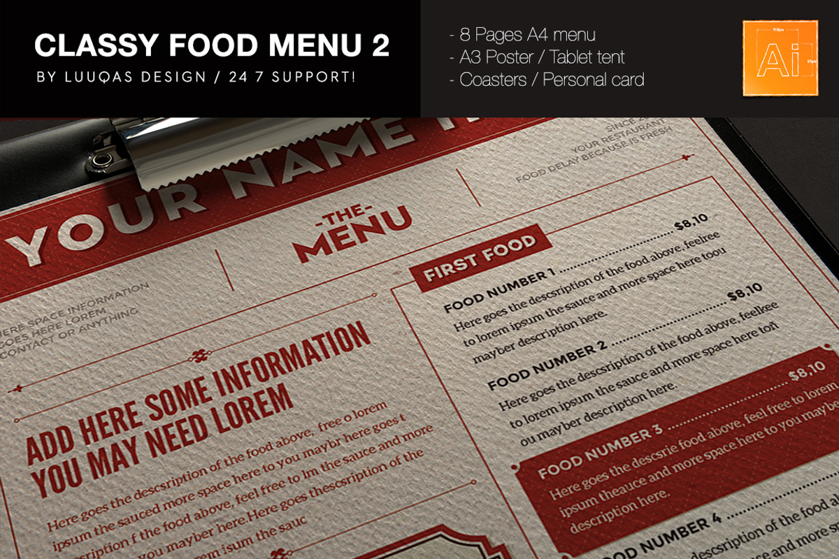 Classy Food Menu 2, a Brochure Template by Luuqas Design (Photo 5 of 6)