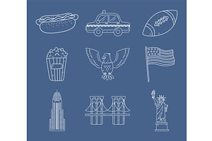 american symbols outline, an Illustration by studiogstock