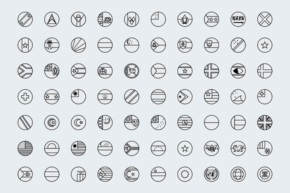 Outline Circular World Flags