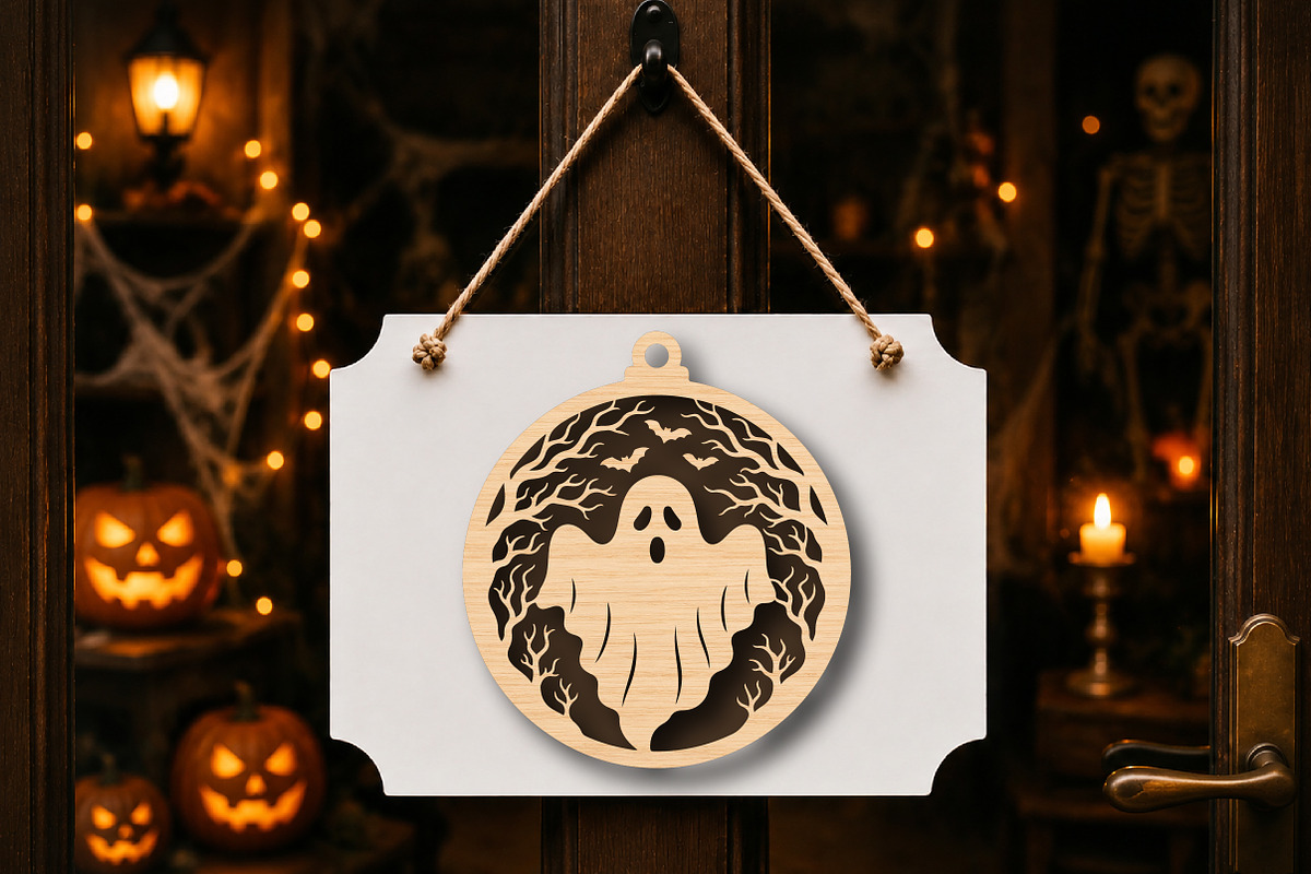 Spooky Ghost Tree Ornament SVG, a Work Illustration by Digital Artistic99 (Photo 4 of 4)