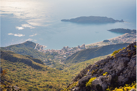 Panoramic view of the city of Budva, an Architecture Photo by Elizaveta Galitskaya