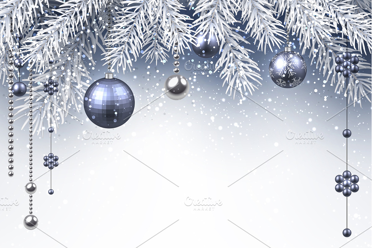 Silver Christmas and New Year set, a Decorative Illustration by Vjom (Photo 4 of 4)