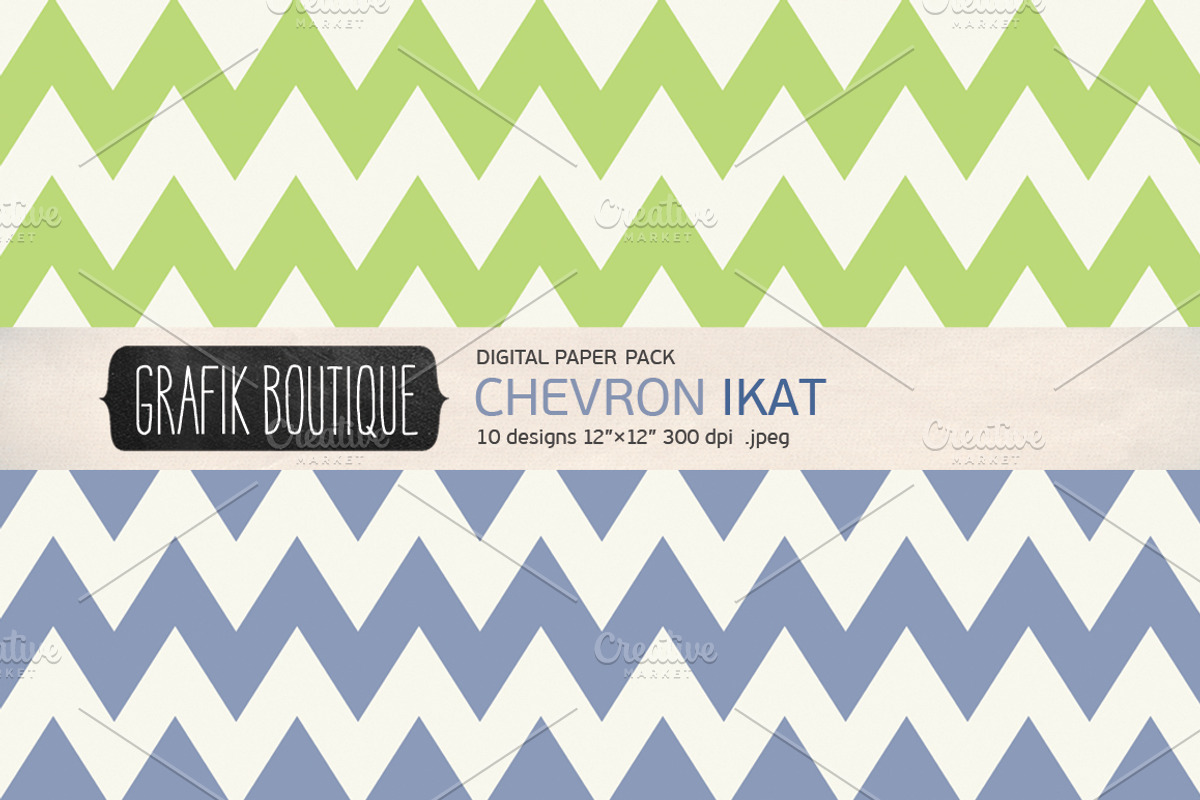 Chevron ikat mint navy papers preview 4