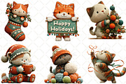 Christmas Cats Clipart, an Illustration by Black Bird Studio (Thumbnail 2 of 6)