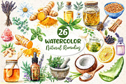 Watercolor Natural Remedies Clipart, an Illustration by Dream Creation (Thumbnail 1 of 5)