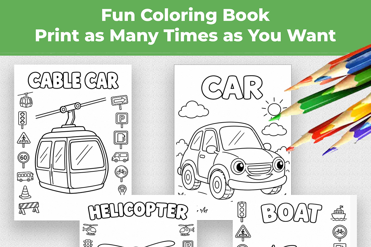 Transportation Coloring Book for Kid, an Education Illustration by Mohammad Sarfaraz (Photo 6 of 17)
