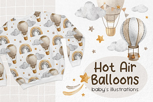 Hot Air Balloon watercolor clip art