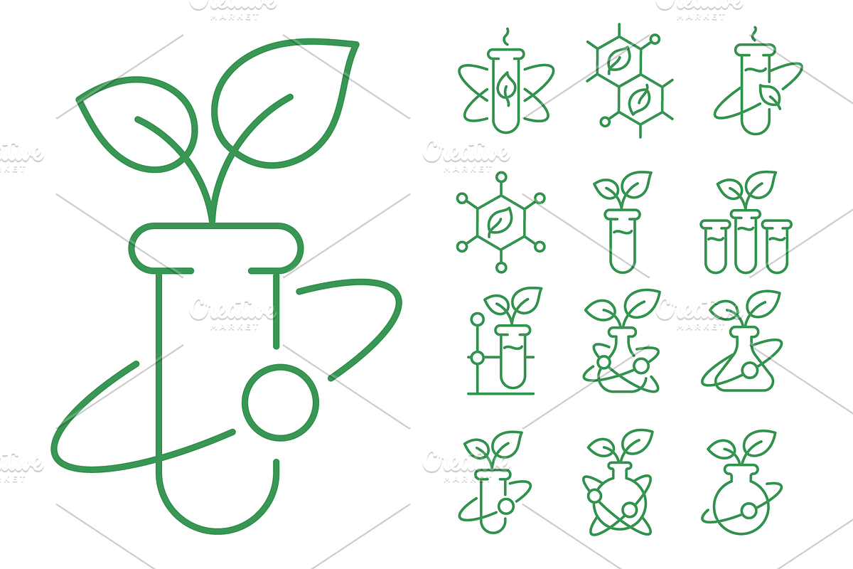 GMO Plant Science Icons, Vector Set, a Nature Photo by Ilia Design (Photo 1 of 3)