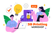 10 3D Printing Workshop Illustration, a Technology Illustration by denayunebgt (Thumbnail 4 of 4)
