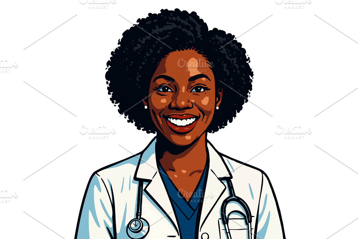 Smiling Doctor Stethoscope vector, a Healthcare Illustration by AlexArt