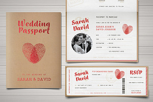 Vintage Passport Wedding Invitation