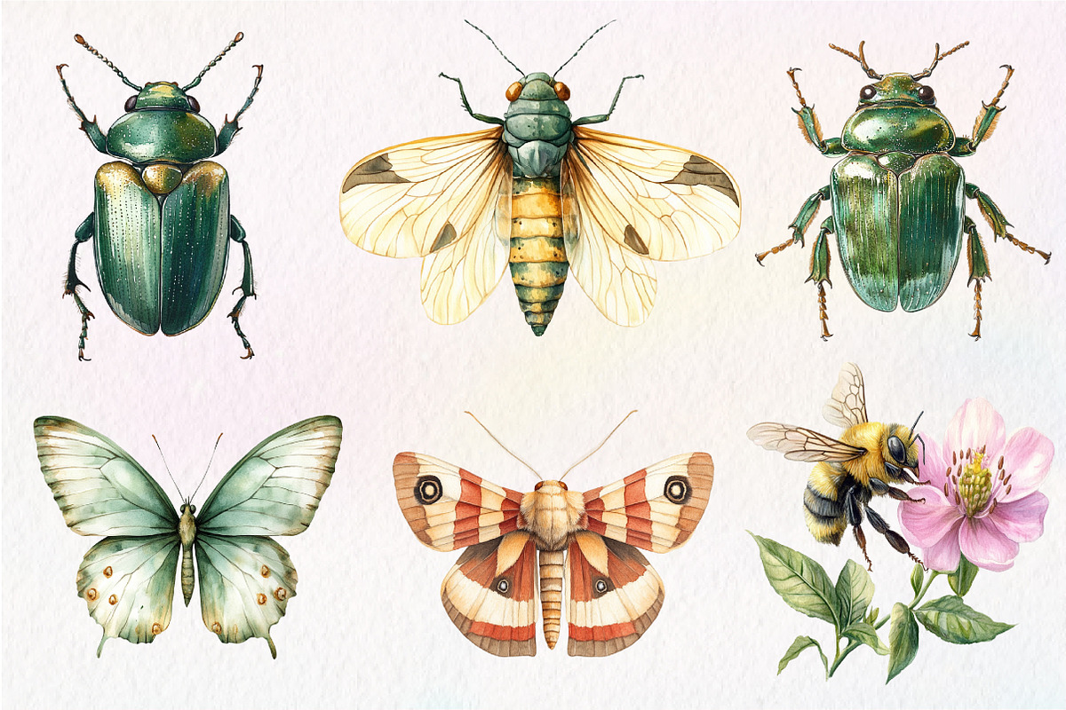 Vintage Spring Insect Clipart, an Illustration by Dream Creation (Photo 3 of 7)