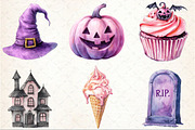 Watercolor Pink Halloween Clipart, an Illustration by Rose Art (Thumbnail 3 of 3)