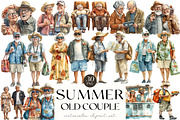 Funny Summer Old Couple Clipart, an Illustration by OK Design (Thumbnail 1 of 5)