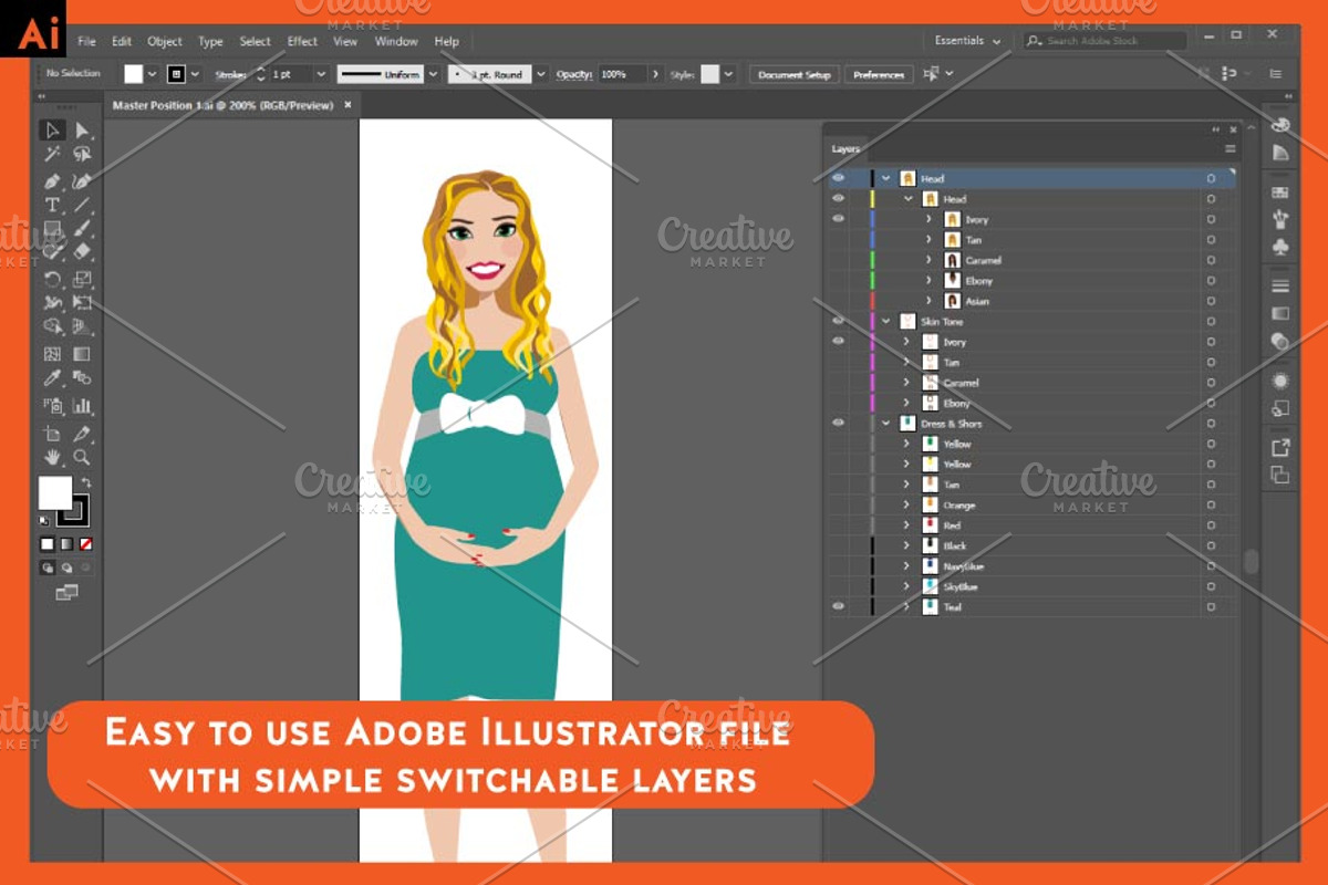 Maternity Pregnant Portrait Creator, a Person Illustration by Lauren Lesley Studio (Photo 3 of 45)