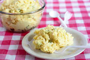 Classic potato salad containing celebration, classic recipes, and creamy