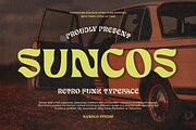 Suncos - Retro Funk Font!, a Serif Font by HansCo Studio (Thumbnail 1 of 11)