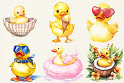 Watercolor Summer Duck Clipart, an Illustration by OK Design (Thumbnail 5 of 5)