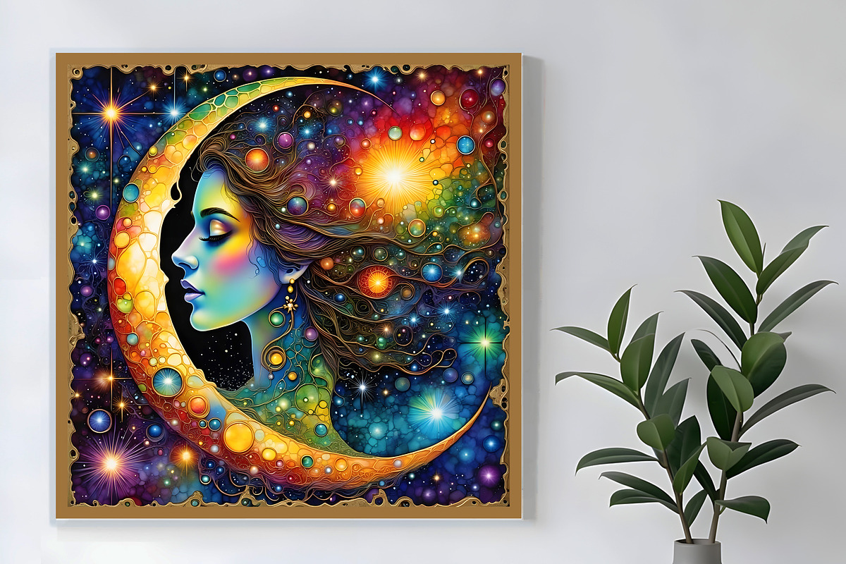 Women in the Moon and Sky, a Person Illustration by Sharon Schwalbe (Photo 2 of 5)
