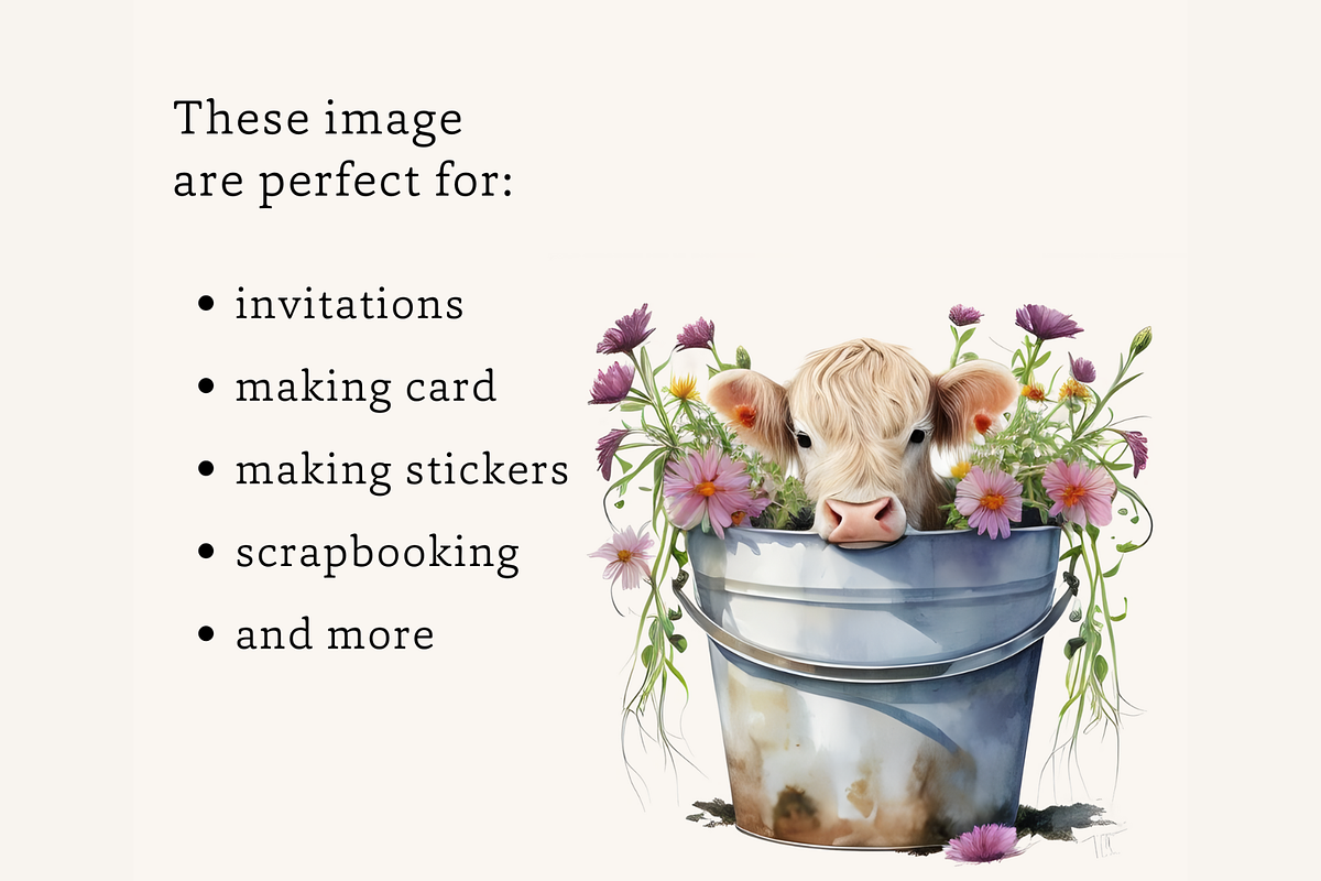Watercolor Highland Cow With Sunflow, an Animal Illustration by TimCanvaTemplate (Photo 3 of 4)