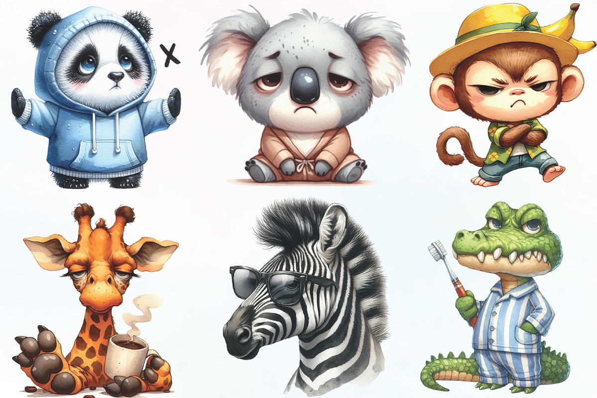 Funny Grumpy Animals Clipart, an Icon by CraftArtStudio (Photo 2 of 6)